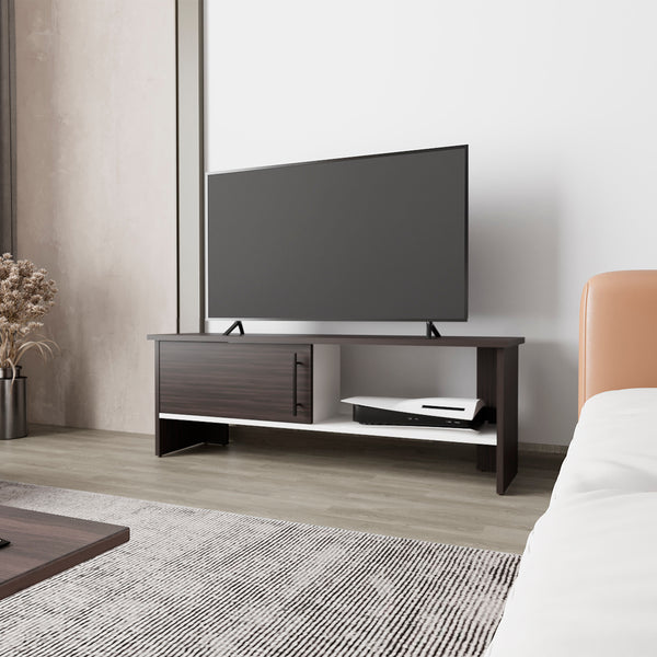 English Elm Rock Brenton TV Stand with Concealed Cabinet and Open Shelf for Media Devices, Durable Finish Multicolor 53.5 L x 17.3 W x 4 H B128P263717