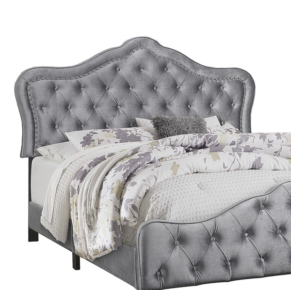 English Elm Georgiana Grey Upholstered Eastern King Panel Bed – Luxurious Velvet With Glamorous Design & Comfort B062P346521