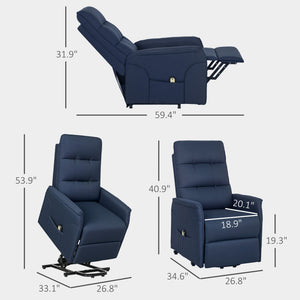English Elm Fabric Power Lift Recliner Chair with Tufted Linen Feel Upholstery and Side Storage Pocket T3971P412397