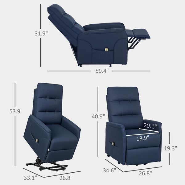English Elm Fabric Power Lift Recliner Chair with Tufted Linen Feel Upholstery and Side Storage Pocket T3971P412397