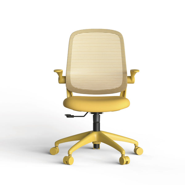 English Elm Ergonomic Mesh Back Task Chair with Flip Armrests High Density Foam Seat 500lb Capacity Yellow W5280P464450