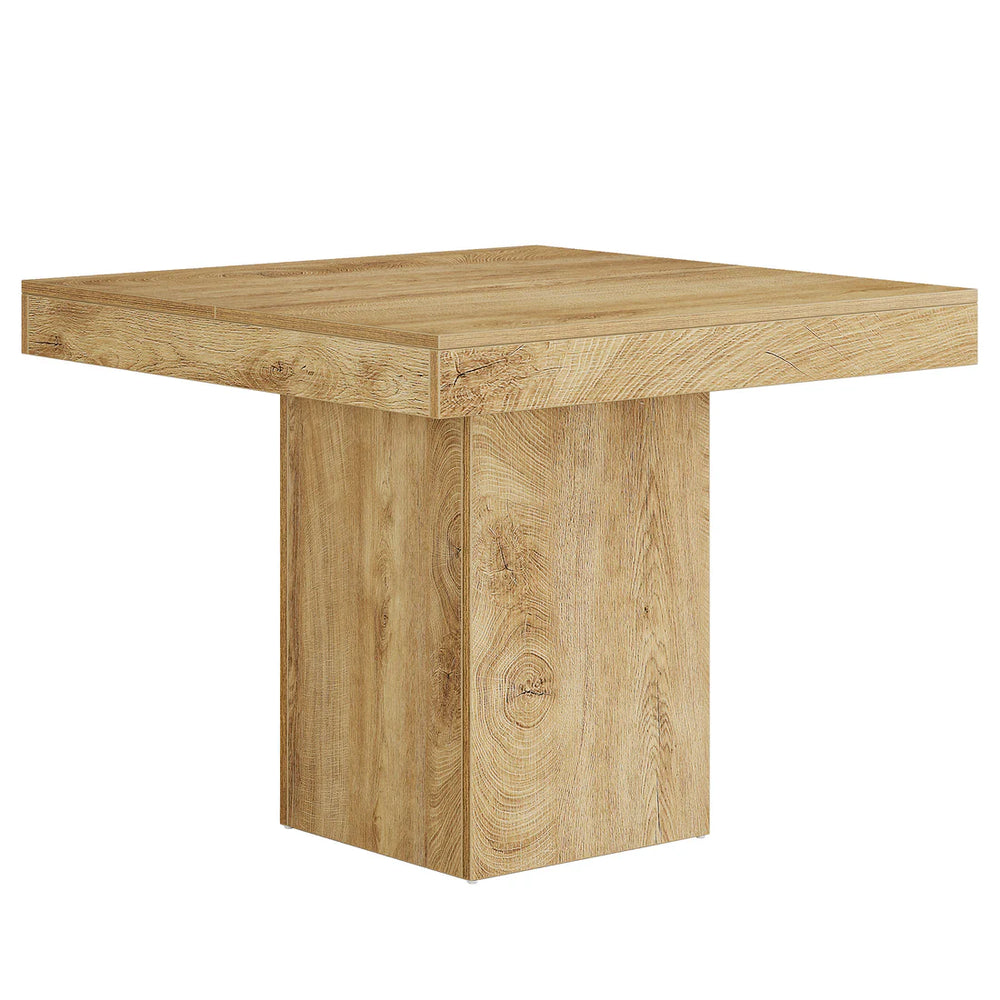 English Elm Square Pedestal Dining Table Natural Wood Finish Seats Four Compact Minimalist Design T3971P462907