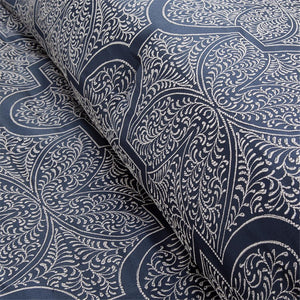 English Elm 8 Piece Jacquard Comforter Set - Elegant Navy Cal King With Metallic Shimmer And Decorative Pillows B03596805
