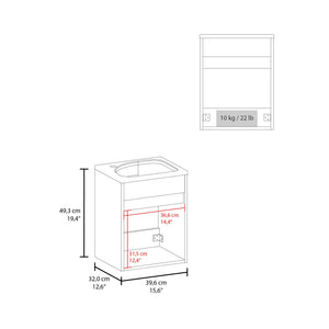 English Elm FM Wall-Mounted Belle Bathroom Vanity with Built-In Sink, Floating Design, Soft-Close Door, Sleek Storage Solution White 24 L x 21 W x 11 H B128P335849