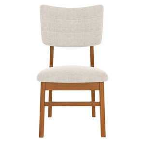 English Elm Farmhouse 5-Piece Dining Set for 4 with Upholstered Chairs, Rubberwood Frame, Ergonomic Comfort, Stylish Brown+Beige N752S001016A