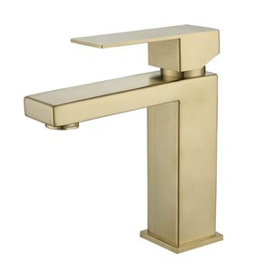 English Elm Single Handle Bathroom Faucet - Brushed Gold Stainless Steel Lavatory Fixture For Modern Spaces T3177P388144-GIGA