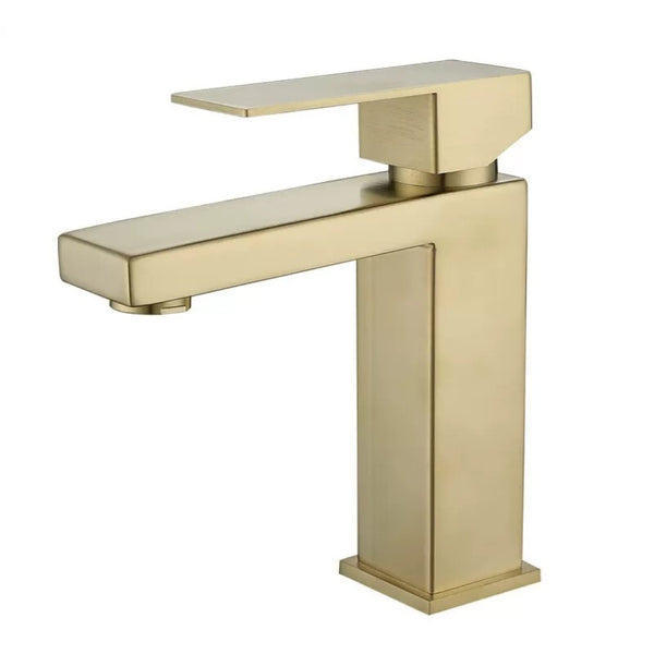 English Elm Single Handle Bathroom Faucet - Brushed Gold Stainless Steel Lavatory Fixture For Modern Spaces T3177P388144-GIGA