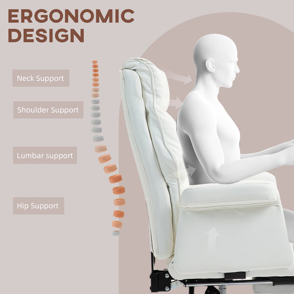 English Elm Homcom Executive Office Chair - Ergonomic Pu Leather Desk Chair With Footrest, Recline & Swivel W2225P250010