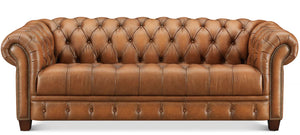 English Elm York Leather Sofa - Caramel Top-Grain Comfort with Pocketed Coils, Memory Foam, Solid Wood Frame B2705P297772