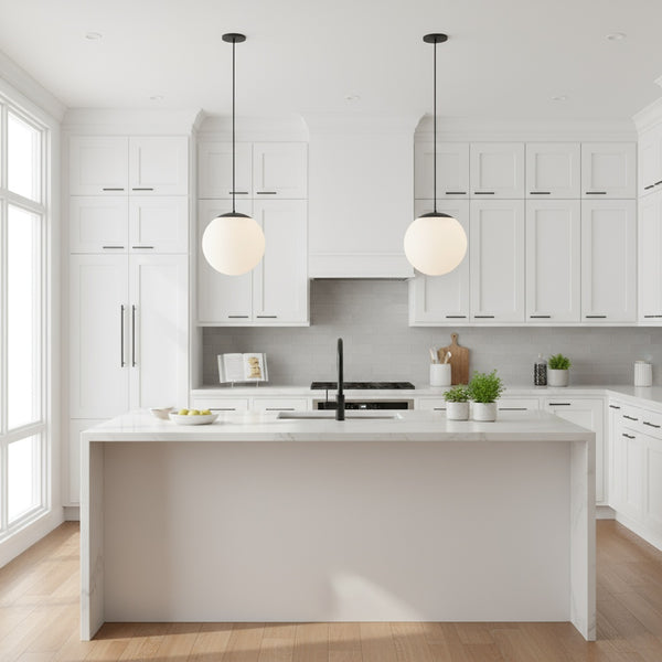 English Elm 10 Inch Etched Frosted Globe Led Pendant Light Dimmable for Kitchen or Hallway B370P399169