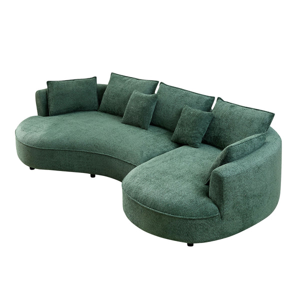 English Elm Oversized Boucle Sectional Sofa with Right Chaise Cloud Curved 5 Seat Living Room W876S00319