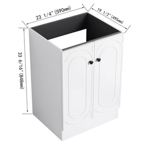 English Elm 24" Freestanding Bathroom Vanity with Integrated Basin Design, Adjustable Shelf & 3 Metal Handles, Eco Plywood Finish White W999P241064