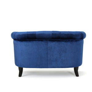 English Elm Christopher Knight Home® - LOVESEAT Chesterfield Velvet Loveseat with Deep Button Tufting, Scrolled Arms & Nailhead Trim for Elegant Comfort Navy Blue 61203.00NVLTNBL
