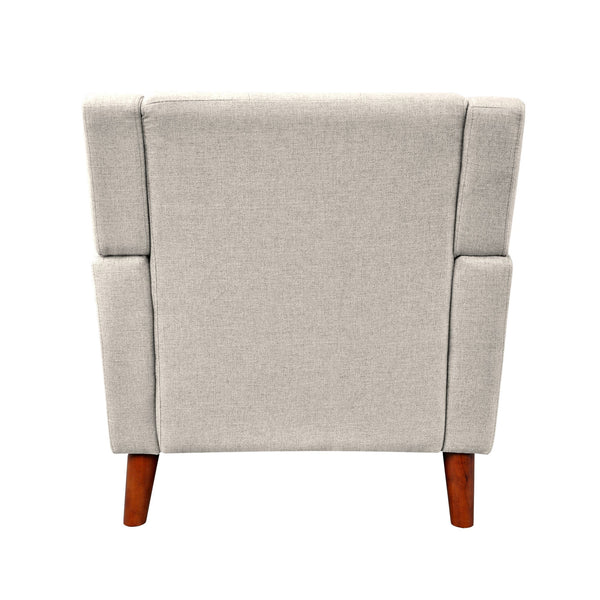 English Elm Mid-century Waffle Tufted Club Chair Solid Wood Splayed Legs Reading Lounge Accent Beige N776P379535I