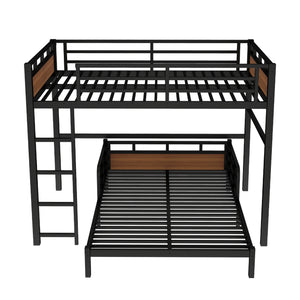 English Elm Full Metal Bunk Bed With Walnut Finish - Versatile Loft Style, Sturdy Design, Easy Assembly, Space-Saving W1580S00227
