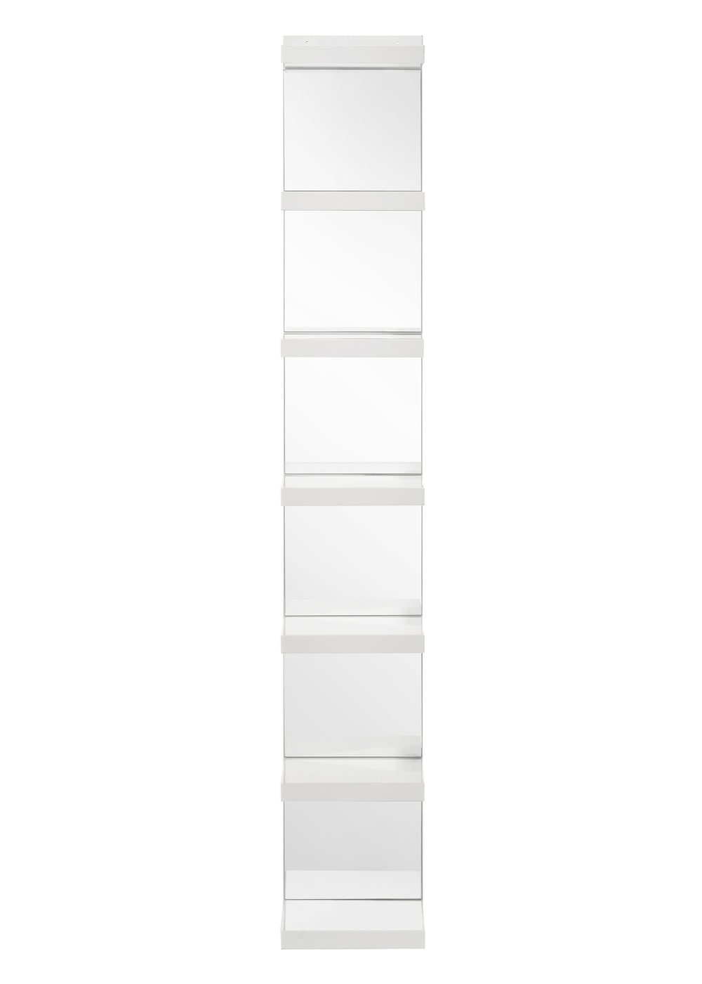 English Elm 1pc Glam White Open Shelving Rack with Mirrored Back - Tall 74.8" Modern Display Shelf for Home Decor and Storage B011P284193