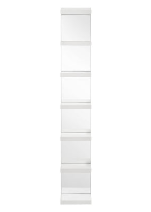 English Elm 1pc Glam White Open Shelving Rack with Mirrored Back - Tall 74.8" Modern Display Shelf for Home Decor and Storage B011P284193