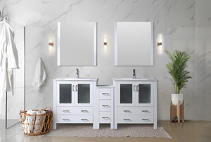English Elm White Double Bath Vanity 72" With Elegant Ceramic Top, Ample Storage, Soft-Close Hardware & Mirrors B2731S00595-GIGA