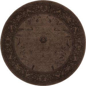 Unique Loom La Jolla Floral Machine Made Floral Rug Brown, Beige/Brown 7' 10" x 7' 10"