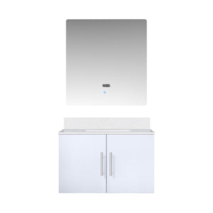 English Elm Glossy White 30 in Vanity with Cultured Marble Top, Soft-Close Drawer, Scratch-Resist Surface, 30in LED Mirror B2731S00754