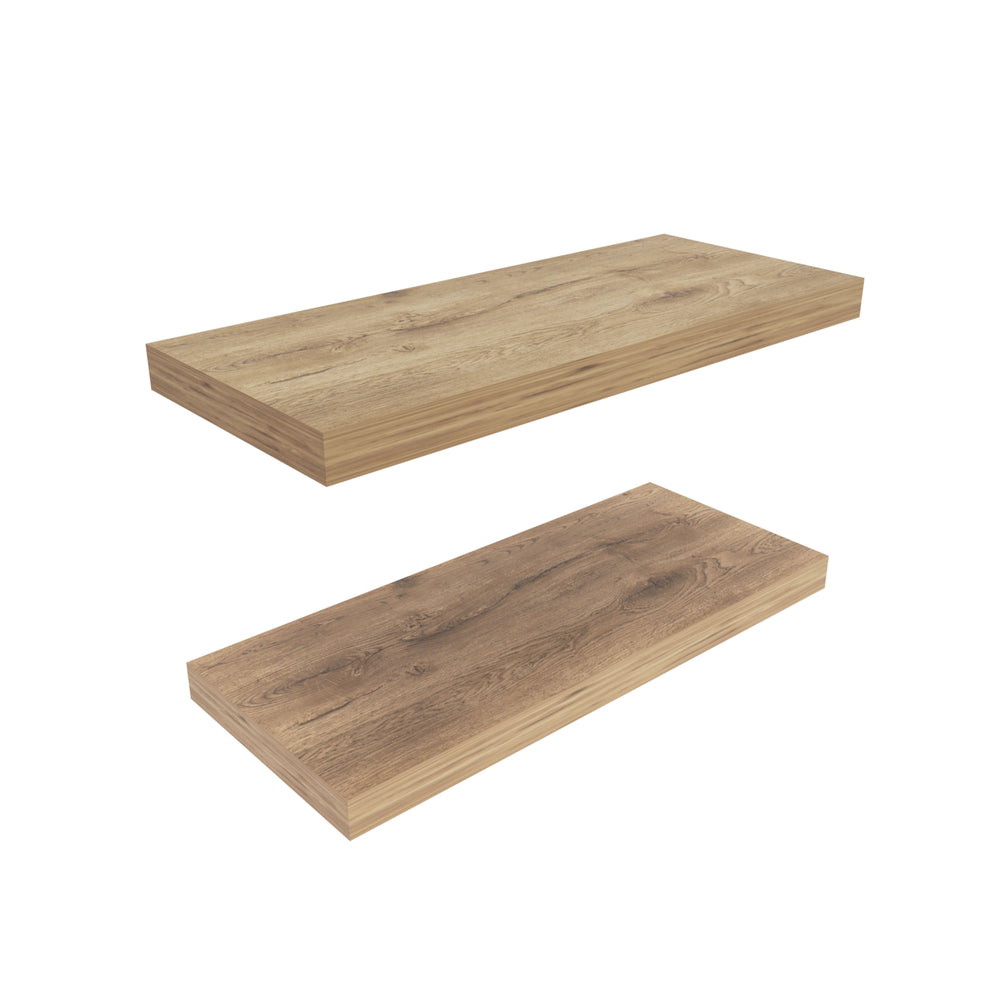 English Elm Floating Shelves - Macadamia Beige Set Of 2, Modern Minimalist Design For Stylish Home Decor B097P369447