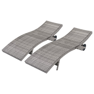English Elm K&k Outdoor Wicker Reclining Chaise Set 2 Piece with Pull Out Tray Rolling Wheels Grey N707P395515E