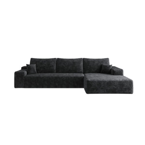 English Elm Y119-3Seat-Right-Black Sleek Modular Sectional Sofa In Plush Corduroy For Ultimate Comfort & Style W2824P237004-GIGA