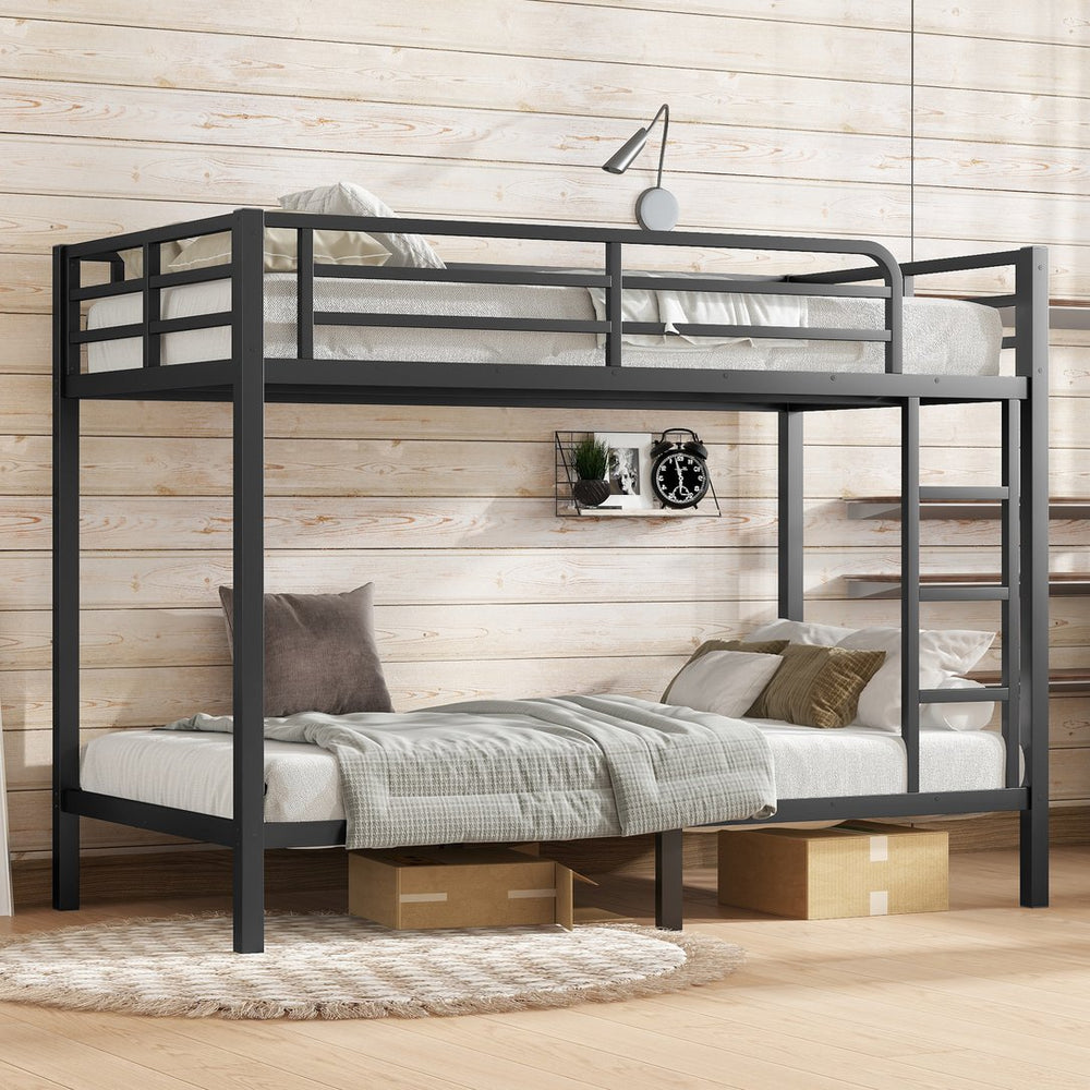 English Elm Metal Twin Xl Over Twin Xl Bunk Bed – Durable, Space-Saving Design For Teens & Adults, Black Finish W1580P309628