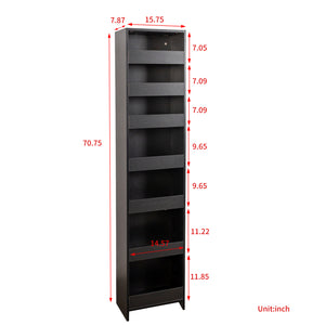 English Elm 7 Slim 7-Tier Pull-Out Storage Organizer for Narrow Spaces — 7.87" Wide Space-Saving Shelf Unit W331P366090