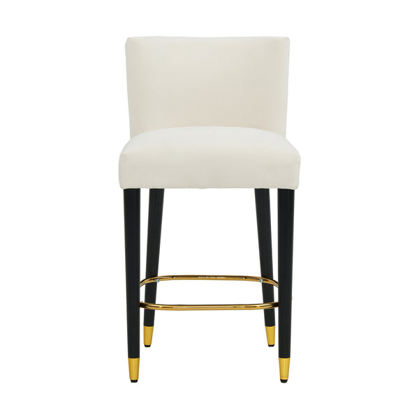 English Elm Christopher Knight Home® - 27inch-counterstool, modern rubberwood frame with light fabric upholstery, gold circular footrest accent Beige N780P224409B