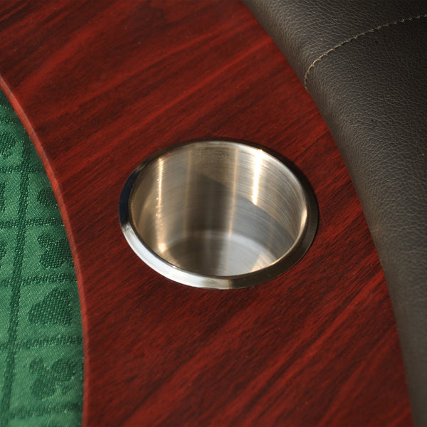 English Elm 96" Casino Style Poker Table with Speed Cloth Felt Racetrack and Steel Cup Holders Green W2748S00014