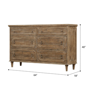 English Elm 6-drawer Reclaimed Pine Dresser Handcrafted with Cedar and Felt Lined Bedroom Storage B361P479669