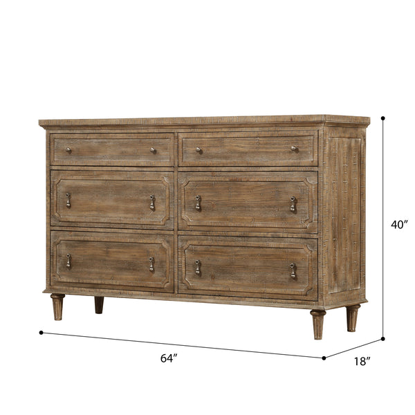 English Elm 6-drawer Reclaimed Pine Dresser Handcrafted with Cedar and Felt Lined Bedroom Storage B361P479669