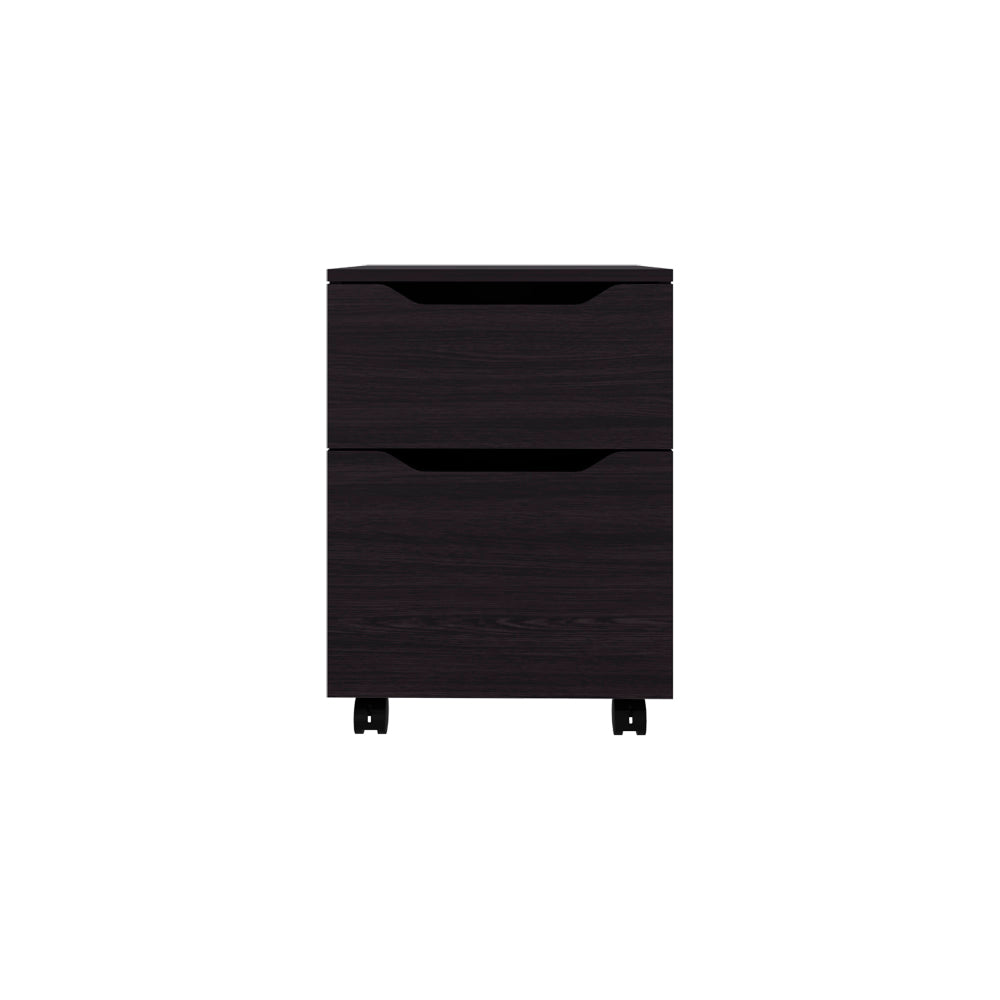 English Elm Ovid Black Nightstand with Two Rolling Drawers — Modern Engineered Wood Bedside Storage Cabinet B092P315566