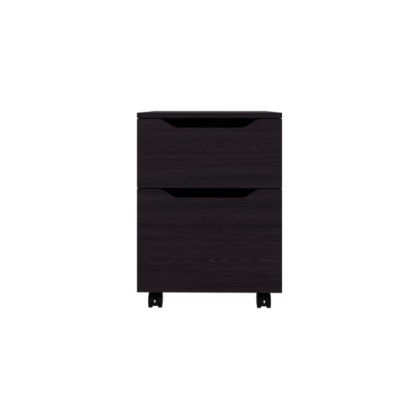 English Elm Ovid Black Nightstand with Two Rolling Drawers — Modern Engineered Wood Bedside Storage Cabinet B092P315566