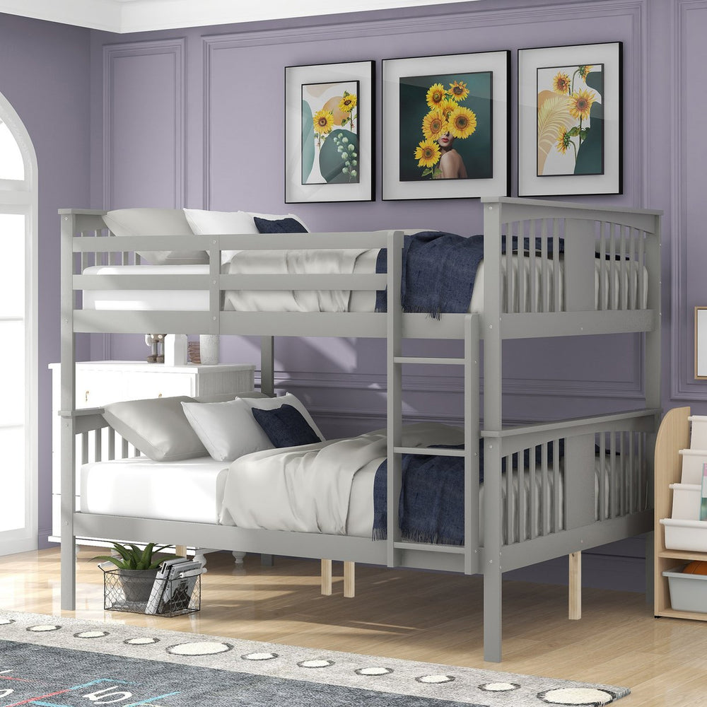 English Elm Full Over Bunk Bed Solid Pine Frame White Finish Converts to Two Beds LT000203AAE-1