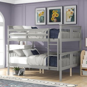 English Elm Full Over Bunk Bed Solid Pine Frame White Finish Converts to Two Beds LT000203AAE-1