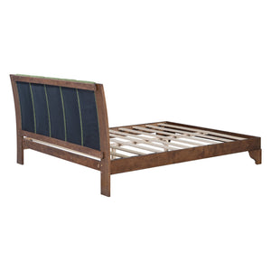 English Elm Christopher Knight Home® - Premium Pine Wood Queen Bed Frame - Mid-Century Modern Design With Upholstered Headboard & Green Accents N770P345991D_N770P345992D