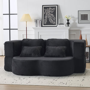 English Elm Queen Foldable Sofa Bed Plush Chenille Futon with High-Density Foam Convertible Sleeper Mattress Comfort Black W1829P280218