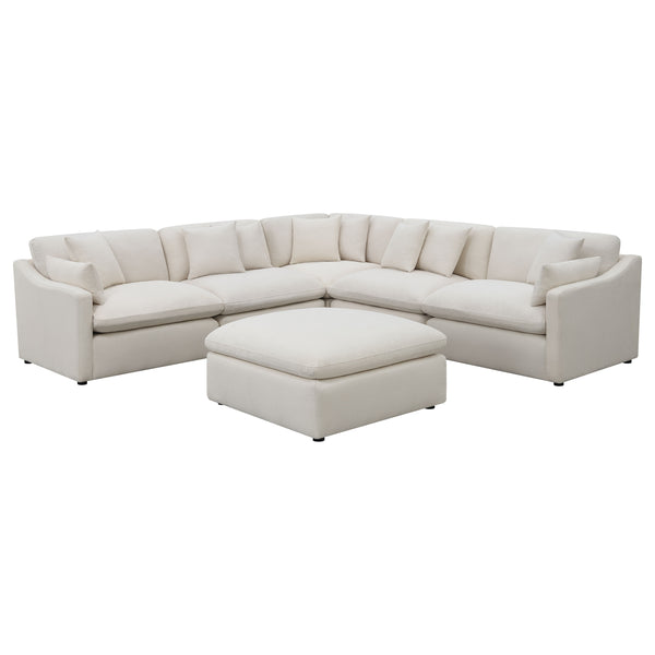 English Elm Greeley Six Piece Modular Sectional with Ottoman Feather Blend Cushions Track Arms B062S01555