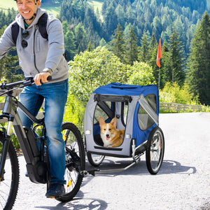 English Elm Aosom Pet Bike Trailer Oxford Steel Frame Mesh Ventilation Off-road Dog Cargo Cart W2225P217964