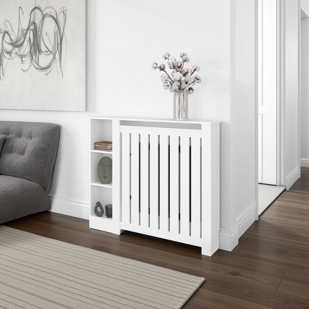 English Elm Tempest Wengue Radiator Cover with Open Shelving for Hallways and Living Rooms B128P343768