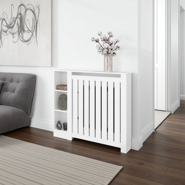 English Elm Tempest Wengue Radiator Cover with Open Shelving for Hallways and Living Rooms B128P343768