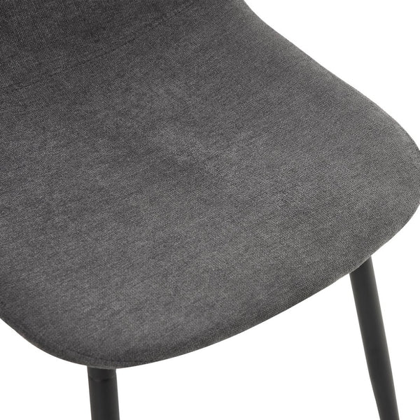 English Elm Table And Chair Set - Elegant Black Wood Grain Mdf Table With 8 Dark Gray Fabric Chairs For Dining W1151S04156-GIGA