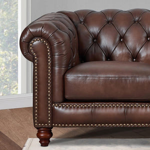 English Elm Alton Chesterfield Top Grain Leather Sofa with Button-Tufted Back, Rolled Arms & Solid Wood Feet B2705P211737