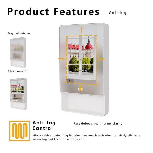 English Elm Led Medicine Cabinet with Anti-fog Mirror Warm Lighting Aluminum Wall Mount Bathroom W3083P451437