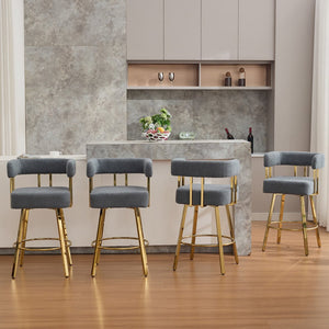 English Elm Ts Teddy Fleece Accent Chair Set of Two with Gold Square Legs for Glam Modern Spaces Gray W2311P412752