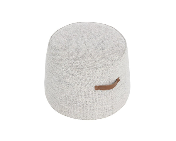 Sunpan MITCHELL Ottoman - Elegant Merino Cotton Round Footrest with Faux Leather Handles for Stylish Spaces 110278V