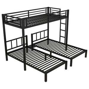 English Elm Twin Metal Triple Bunk Bed For 3, Space-Saving Design With Twin Xl Option, Stylish Black Finish W1580S00070-GIGA