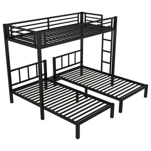 English Elm Twin Triple Bunk Bed Metal L-shaped Frame Sleeps Three Kids White Finish W1580S00438